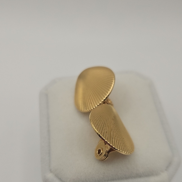 Monet Gold Textured Earrings - Picture 4 of 11